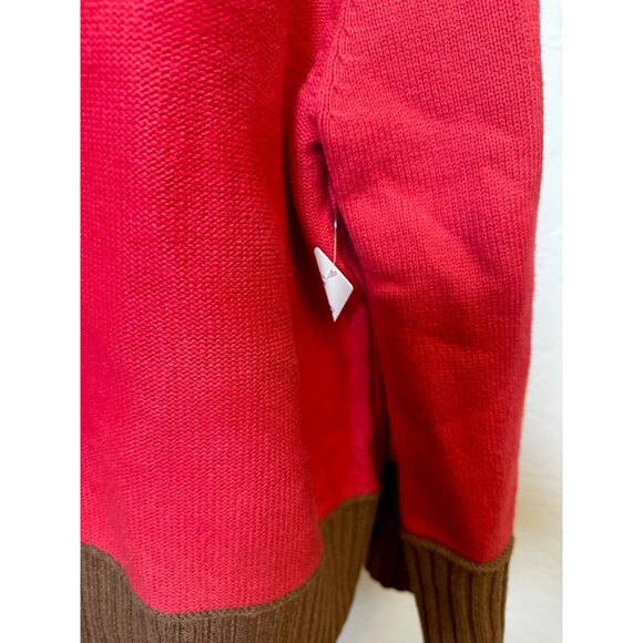 NWT Maeve by Anthropologie Chandler Crew-Neck Sweater | Red Brown Colorblock Box - Picture 10 of 13
